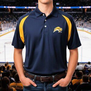 Buffalo Sabers Polo Shirt Mens XLT Performance Golf NHL Hockey Navy Blue XL-Tall